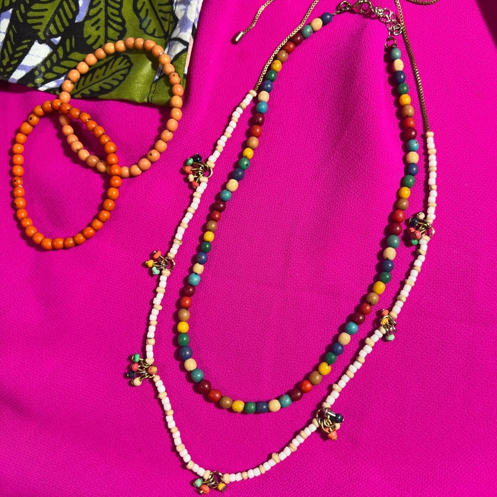 Noonday Collection Colorful Beaded Necklace and Bracelet Lot